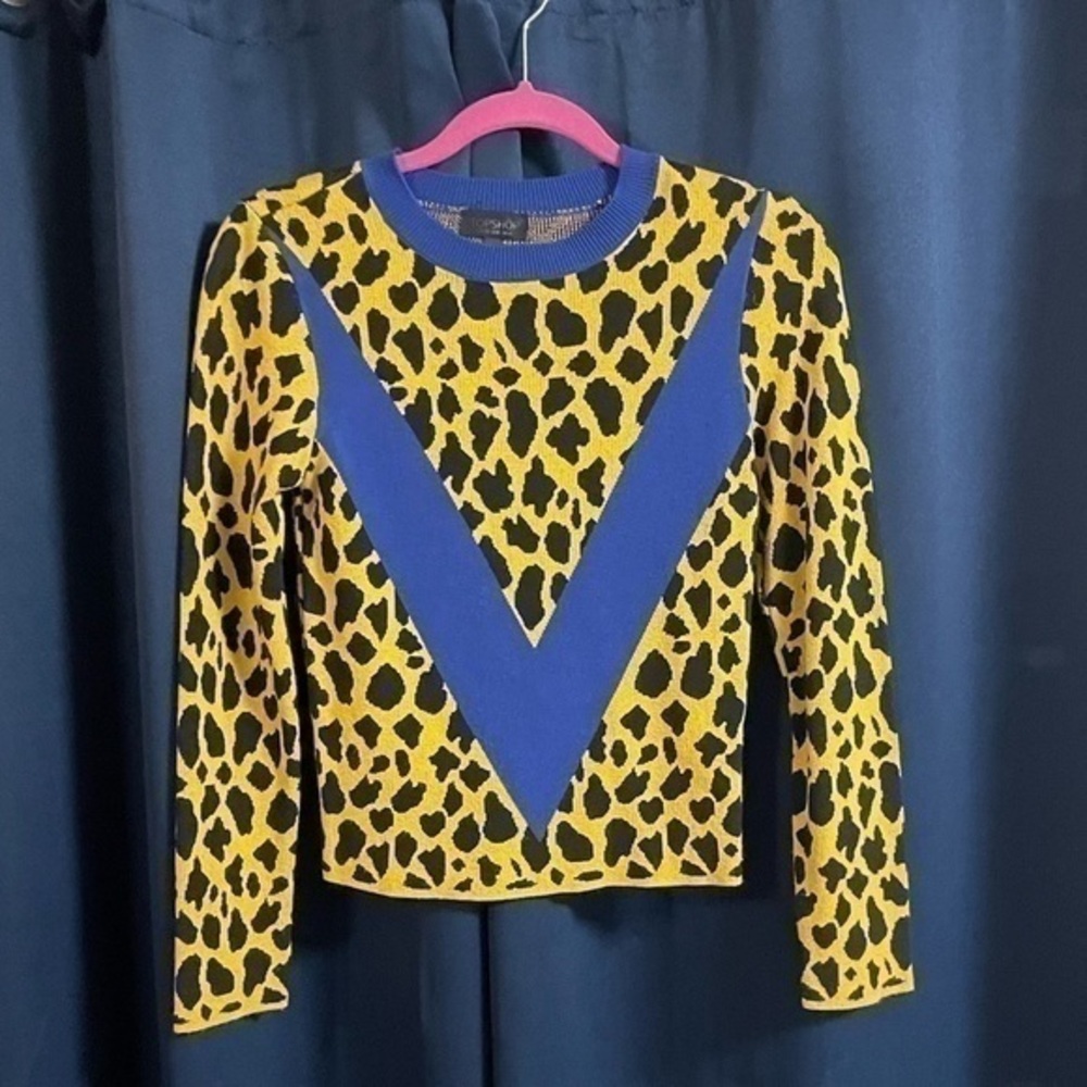 Leopard  yellow and blue Chevron Sweater
TOPSHOP